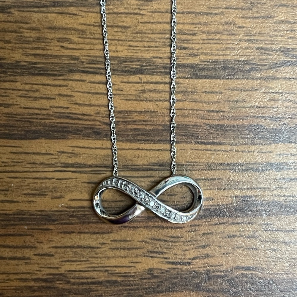Zales Sterling Silver Infinity Necklace with Diamond Accents